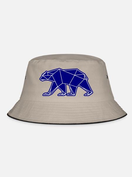 Eisbär Polar Bär Polygon Symbol - Bucket Hat - Khaki/Schwarz - Vorne