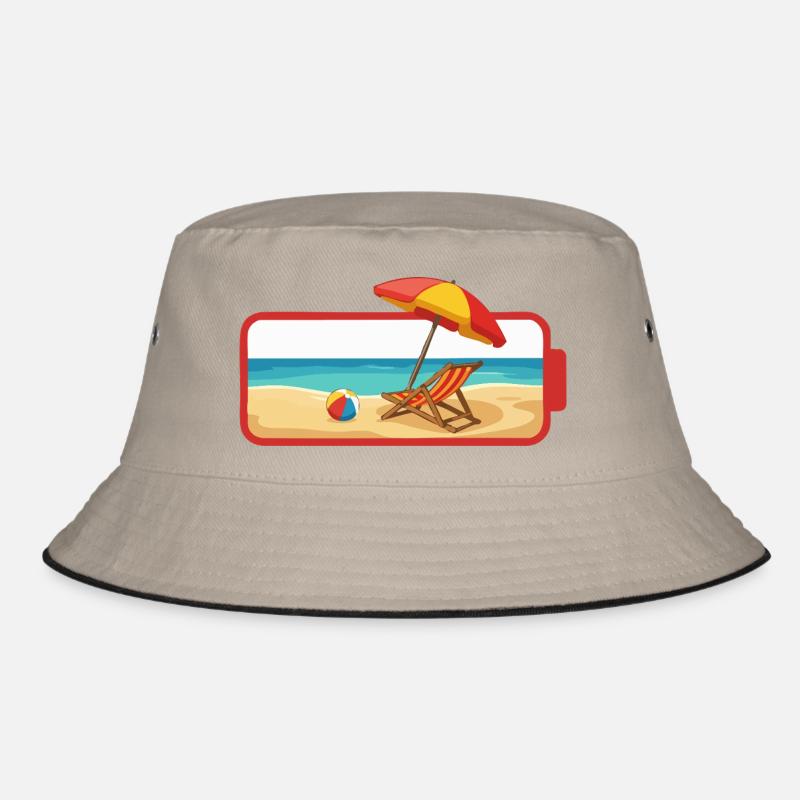Sommer-Strandschirmstuhl - Bucket Hat - Khaki/Schwarz