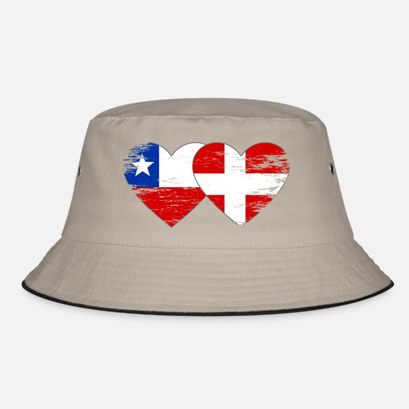 Chile Denmark flag heart used Bucket Hat
