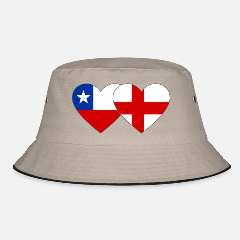 Chile England Flag Heart Bucket Hat
