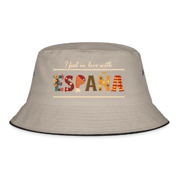 I Feel In Love With España Spanien Urlaub Spruch - Bucket Hat - Khaki/Schwarz - Vorne