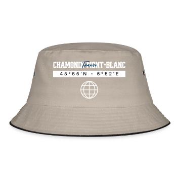 Chamonix-Mont-Blanc Frankreich Koordinaten - Bucket Hat - Khaki/Schwarz - Vorne