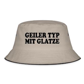 guy with bald head - Bucket Hat - khaki/black - Front