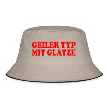 guy with bald head - Bucket Hat - khaki/black - Front
