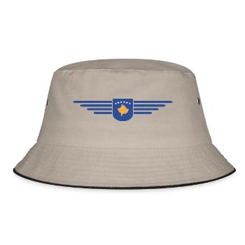 Kosovo Fan T-Shirt Design - Bucket Hat - Khaki/Schwarz - Vorne