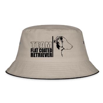 TEAM Flat Coated Retriever Hunde Hund Wilsigns - Bucket Hat - Khaki/Schwarz - Vorne