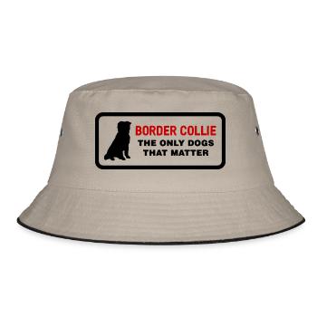 Border collie - Bucket Hat - Khaki/Schwarz - Vorne