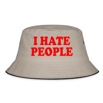 I hate people - Bucket Hat - khaki/black - Front