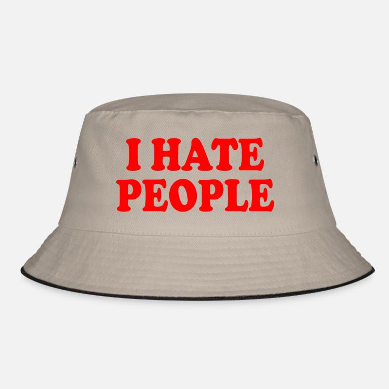 I hate people - Bucket Hat - Khaki/Schwarz