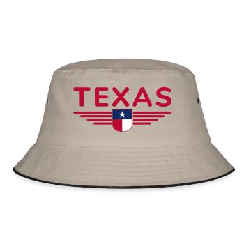 Texas Fan T-Shirt – Lone Star Style - Bucket Hat - Khaki/Schwarz - Vorne