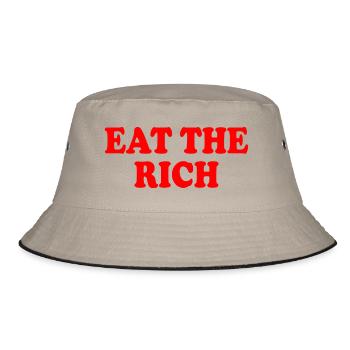 Eat the rich - Bucket Hat - Khaki/Schwarz - Vorne
