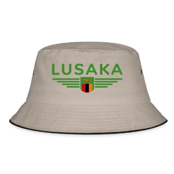 Lusaka T-Shirt für Sambia Fans - Bucket Hat - Khaki/Schwarz - Vorne