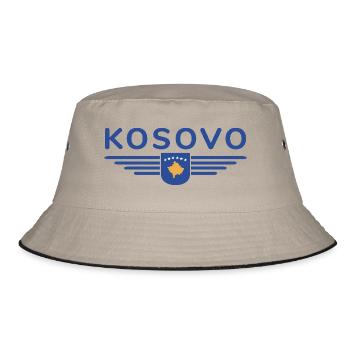 Kosovo Fan T-Shirt Design - Bucket Hat - Khaki/Schwarz - Vorne