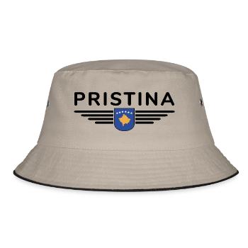 Pristina Kosovo Fan T-Shirt Design - Bucket Hat - Khaki/Schwarz - Vorne