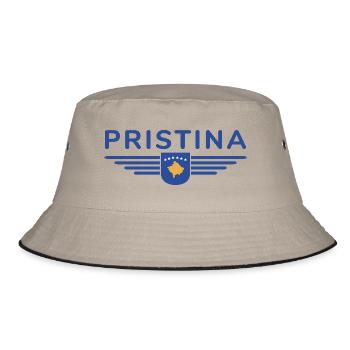 Pristina Kosovo Fan T-Shirt Design - Bucket Hat - Khaki/Schwarz - Vorne