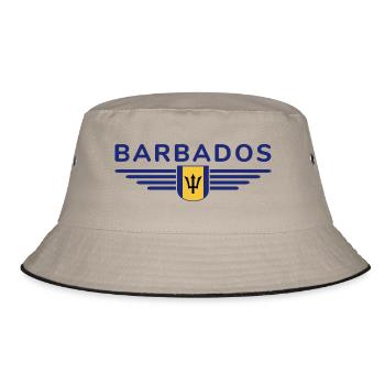 Barbados T-Shirt: Karibik-Feeling pur - Bucket Hat - Khaki/Schwarz - Vorne