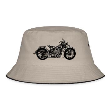 Chopper / Bobber Motorcycle 03_black - Bucket Hat - khaki/black - Front