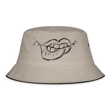 Sexy lips, to fall in love with, gift idea, bite - Bucket Hat - khaki/black - Front