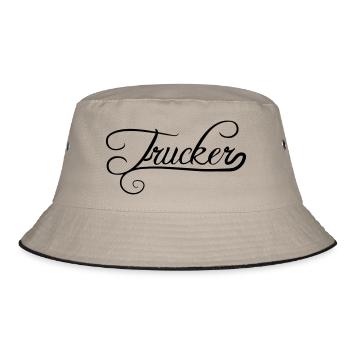 trucker truck truck wagon farmer driving car - Bucket Hat - khaki/black - Front