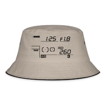 Kamera - Display - Bucket Hat - Khaki/Schwarz - Vorne
