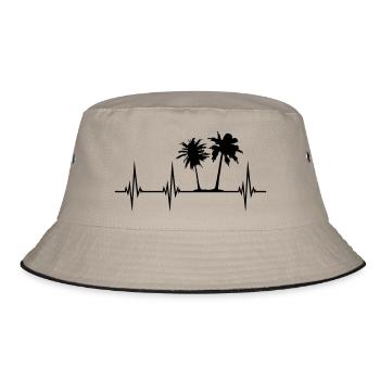 herzschlag puls frequenz 2 palmen party summer log - Bucket Hat - Khaki/Schwarz - Vorne