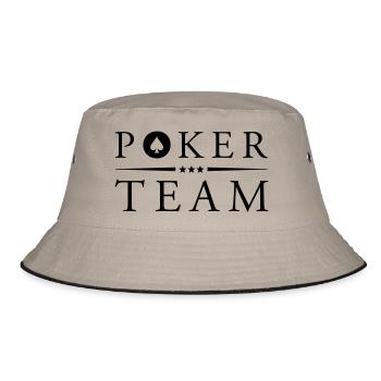 poker team pik - Bucket Hat - Khaki/Schwarz - Vorne