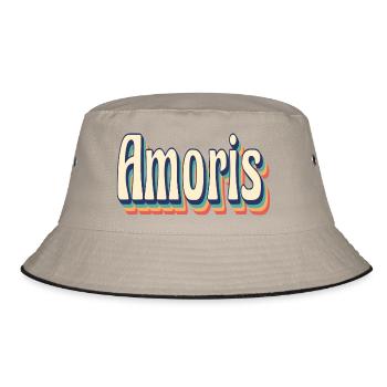 Vintage Retro Amoris T-Shirt T-Shirt Geschenkidee - Bucket Hat - Khaki/Schwarz - Vorne