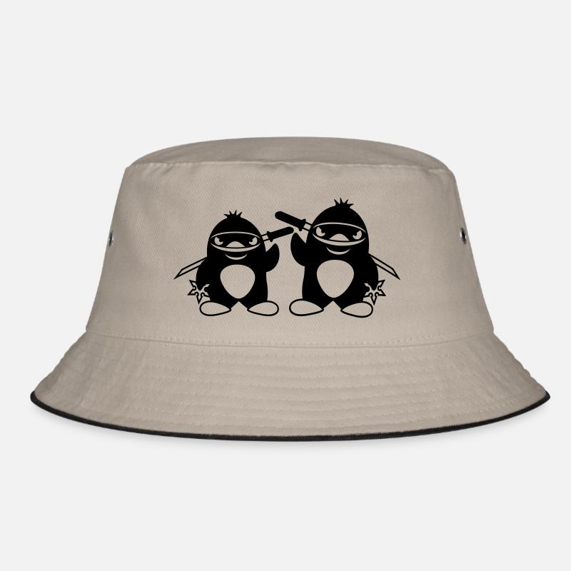 2 Pinguine Ninja Samurai Japanisch Katana Team Duo Bucket Hat