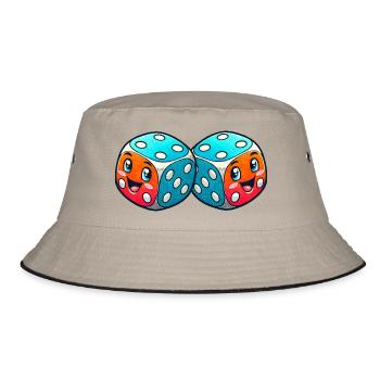 Würfel Comic - Bucket Hat - Khaki/Schwarz - Vorne