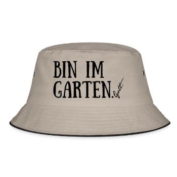 Bin im Garten. Gott. - Bucket Hat - Khaki/Schwarz - Vorne