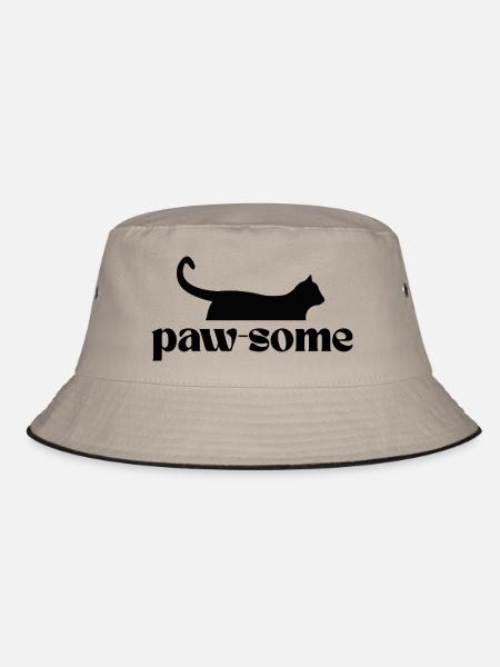 Paw-Some! T shirt for all cat fans - Bucket Hat - khaki/black
