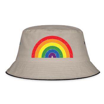 Regenbogenfarben Pride Month LGBTQ+ Grunge Textur - Bucket Hat - Khaki/Schwarz - Vorne