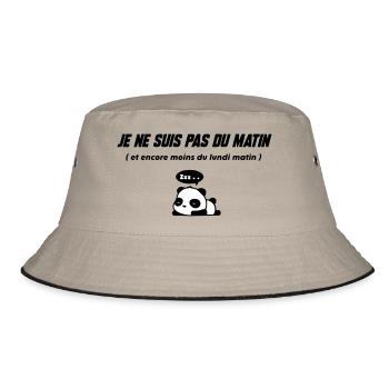 Sleeper Panda Illustration - Bucket Hat - khaki/black - Front