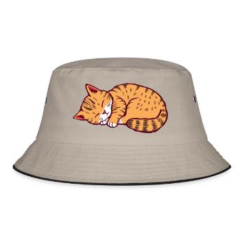 sleeping cat kitten tiger cat - Bucket Hat - khaki/black - Front