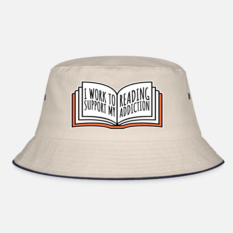I Work To Support My Reading Addiction Bücher Logo Bucket Hat