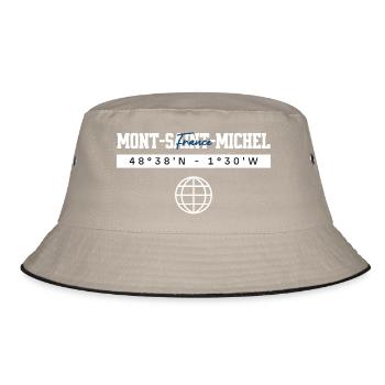 Mont-Saint-Michel Frankreich Koordinaten Souvenir - Bucket Hat - Khaki/Schwarz - Vorne