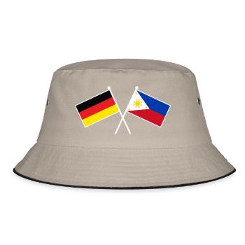 Germany x Philippines Crossed Friendship Flags - Bucket Hat - Khaki/Schwarz - Vorne