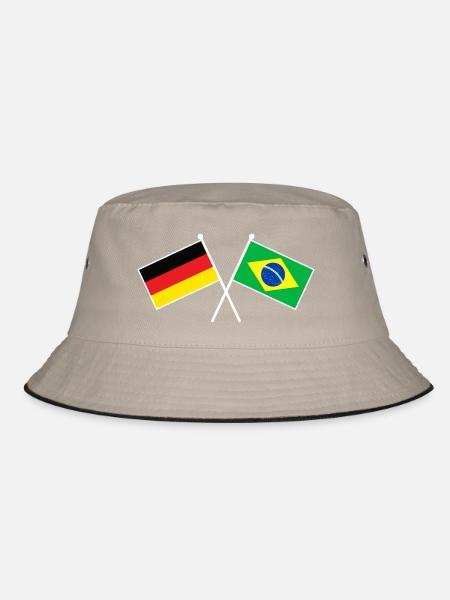 Germany x Brazil Crossed Friendship Flags - Bucket Hat - Khaki/Schwarz