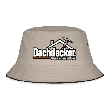 Dachdecker. Ganz oben dabei. – Lustiger Dachdecker - Bucket Hat - Khaki/Schwarz - Vorne