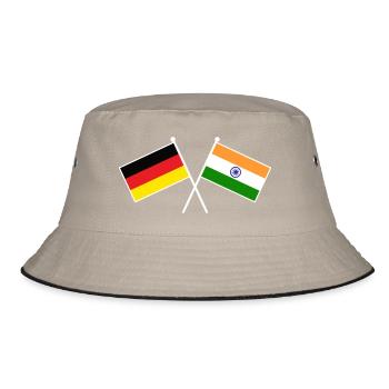 Germany x India Crossed Friendship Flags - Bucket Hat - Khaki/Schwarz - Vorne