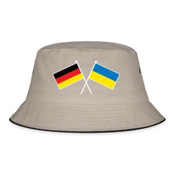 Germany x Ukraine Friendship Flags - Bucket Hat - Khaki/Schwarz - Vorne