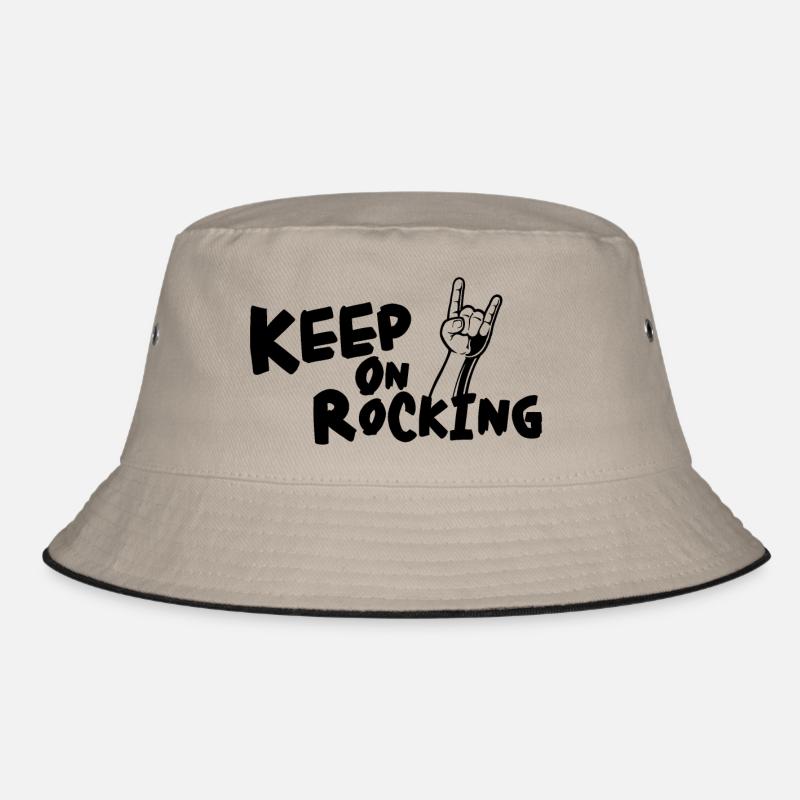KEEP ON ROCKING !!!!!!! - Bucket Hat - Khaki/Schwarz