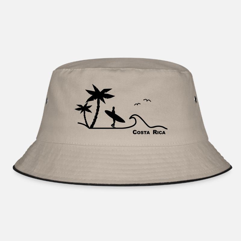 Costa Rica. - Bucket Hat - Khaki/Schwarz