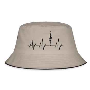 Herzschlag EKG Gymnastik Turnen Akrobatik Sport - Bucket Hat - Khaki/Schwarz - Vorne