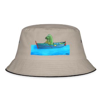 Hecht im Ruderboot - Bucket Hat - Khaki/Schwarz - Vorne