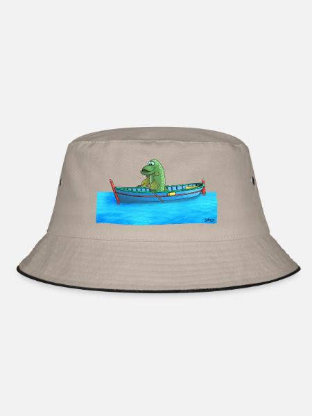 Hecht im Ruderboot - Bucket Hat - Khaki/Schwarz