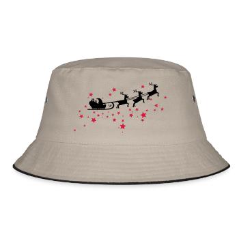 Christkind mit Schlitten am Sternenhimmel - Bucket Hat - Khaki/Schwarz - Vorne