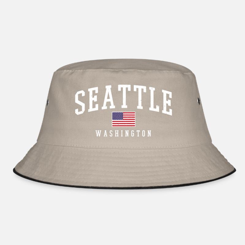 Seattle Flag & Skyline Vintage Bucket Hat