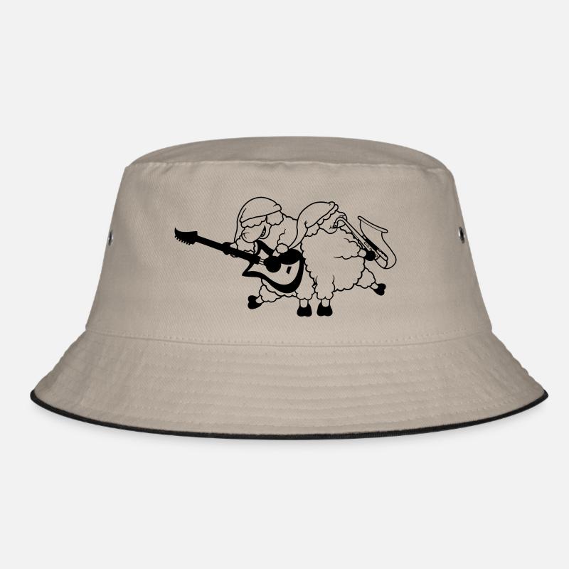 Schaf Band Party - Bucket Hat - Khaki/Schwarz
