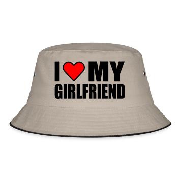 I love my girlfriend - Bucket Hat - Khaki/Schwarz - Vorne